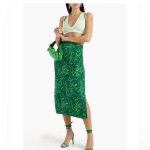 DVF NWOT Green Silk Skirt